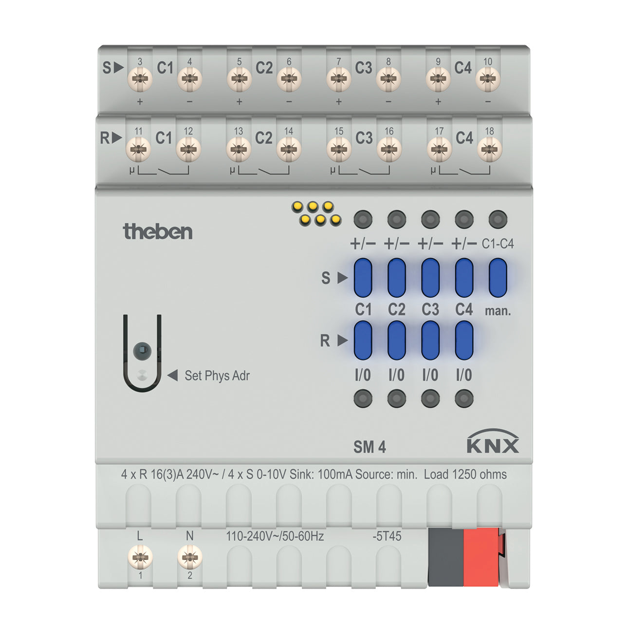 THEBEN KNX Schalt-/Dimmaktor 4-fach, zur Ansteuerung von elektrischen Verbrauchern mit 0-10 V oder 1-10 V Schnittstelle, KNX Data Secure