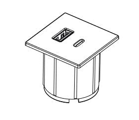 ASA Nabíjecí HUB vestavný VERSAPICK, 1x USB A+C 5V čtverec, kov, matná černá, 06029Z00045