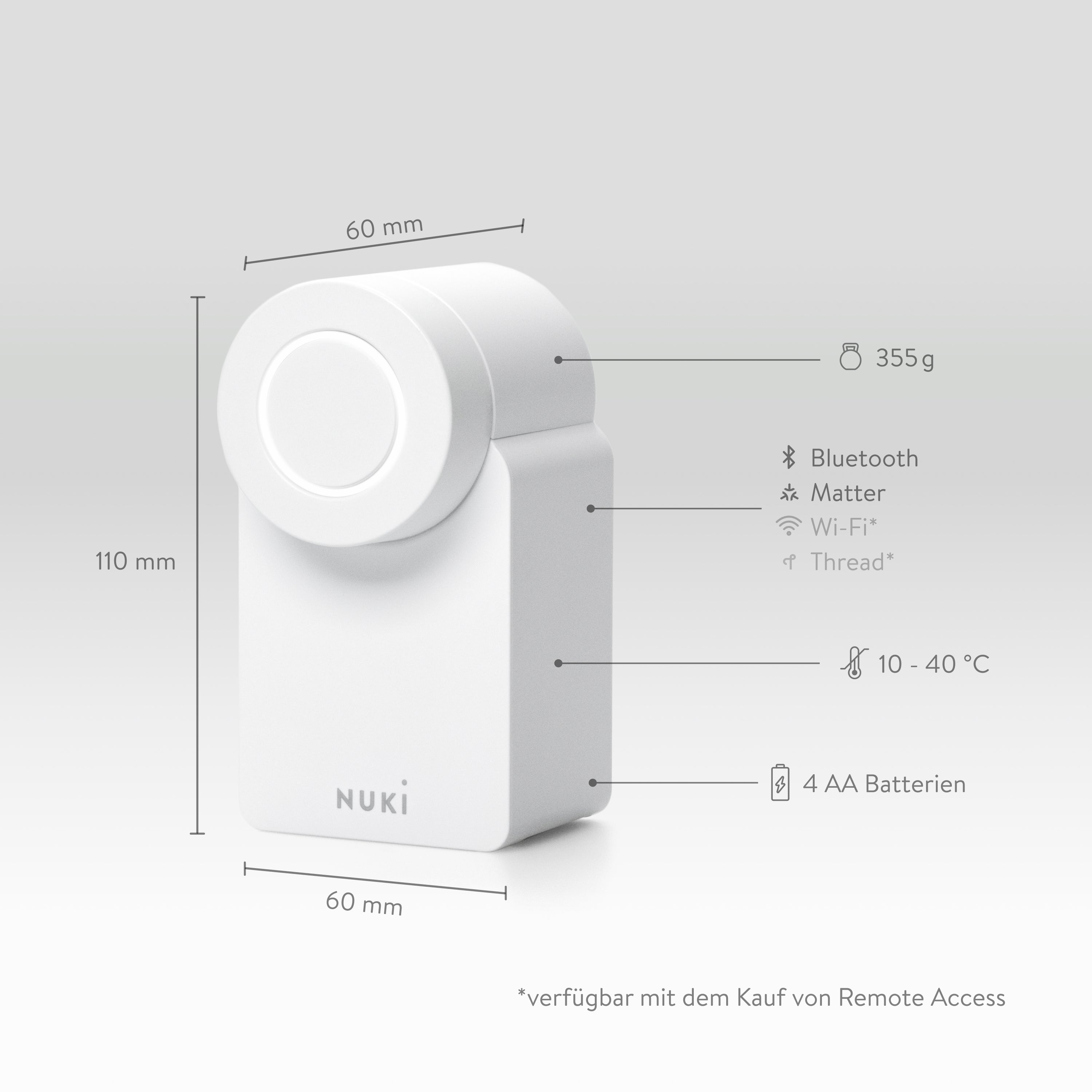 NUKI 221148 Chytrý zámek SMART LOCK GO s podporou standardu Matter, bílý