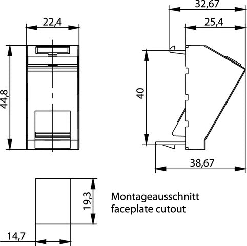 TELEGÄRTNER 100021430 (H02010C0065) Vložka 1-násobná, s popisovacím polem, neosazená, 22,5x45 lomená