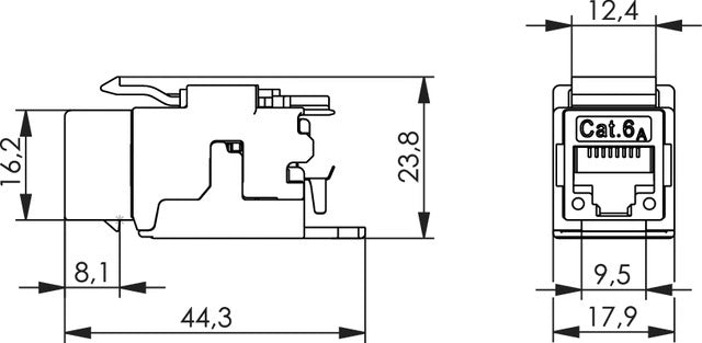 TELEGÄRTNER 100023173 (J00029A0077) Modulární konektor Cat.6A (ISO/IEC), T568B, AMJ