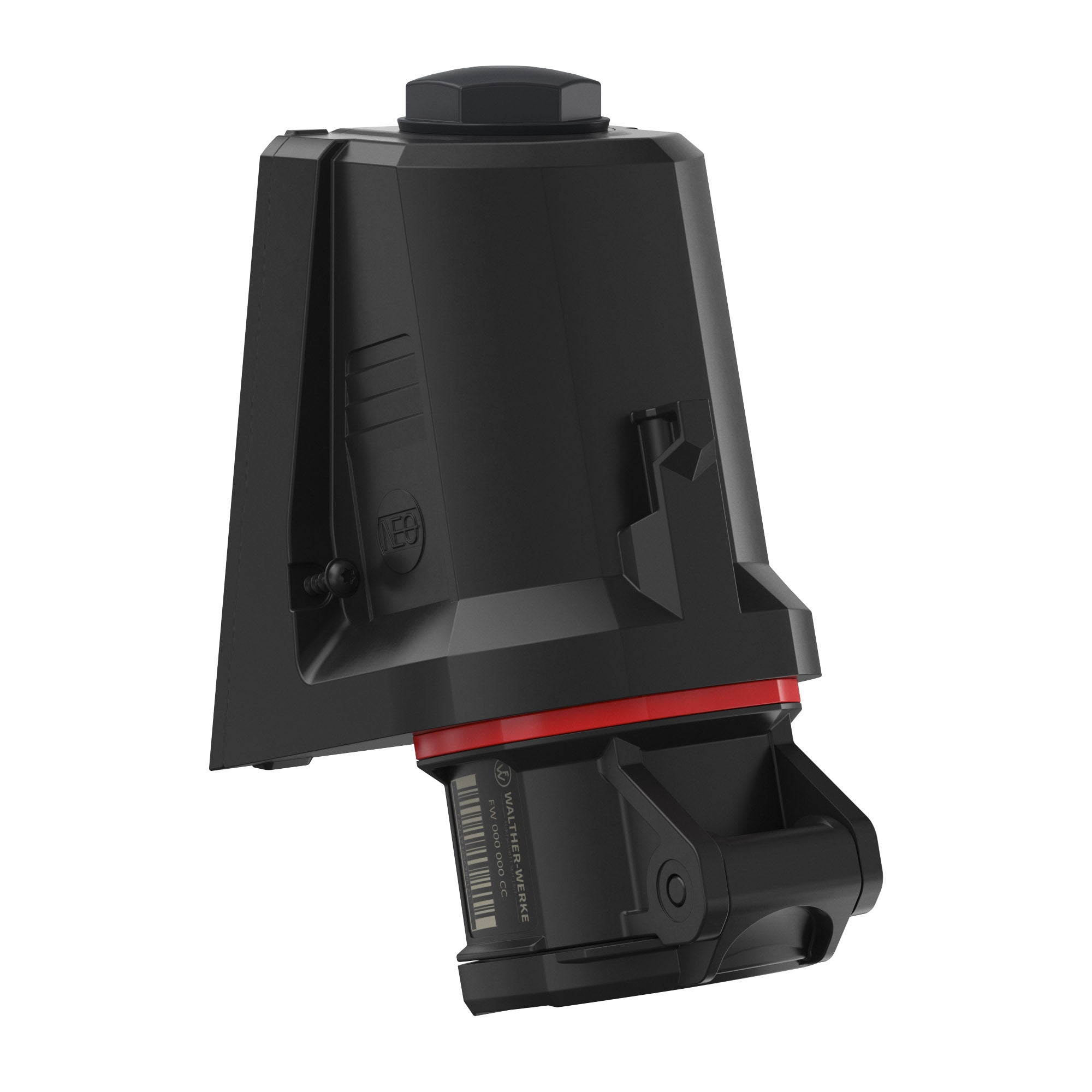 WALTHER FW110406CC CEE Nástěnná zásuvka NEO, 16A 4P 400V 6h, IP54, s bezšroubovým pružinovým připojením, černá/červená