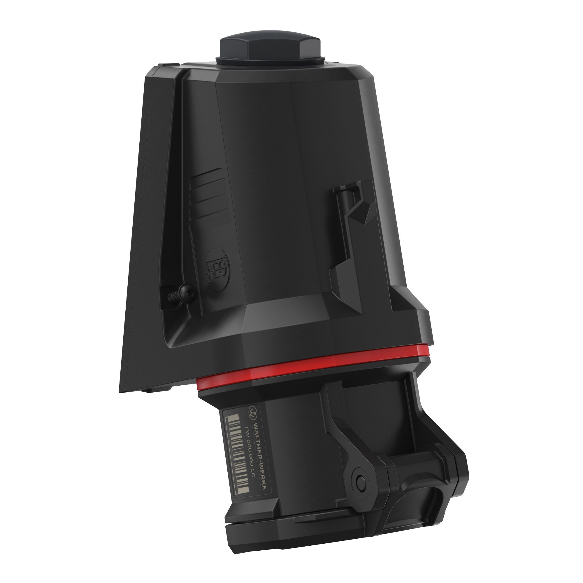 WALTHER FW130406CC CEE Nástěnná zásuvka NEO, 32A 4P 400V 6h, IP54, s bezšroubovým pružinovým připojením, černá/červená