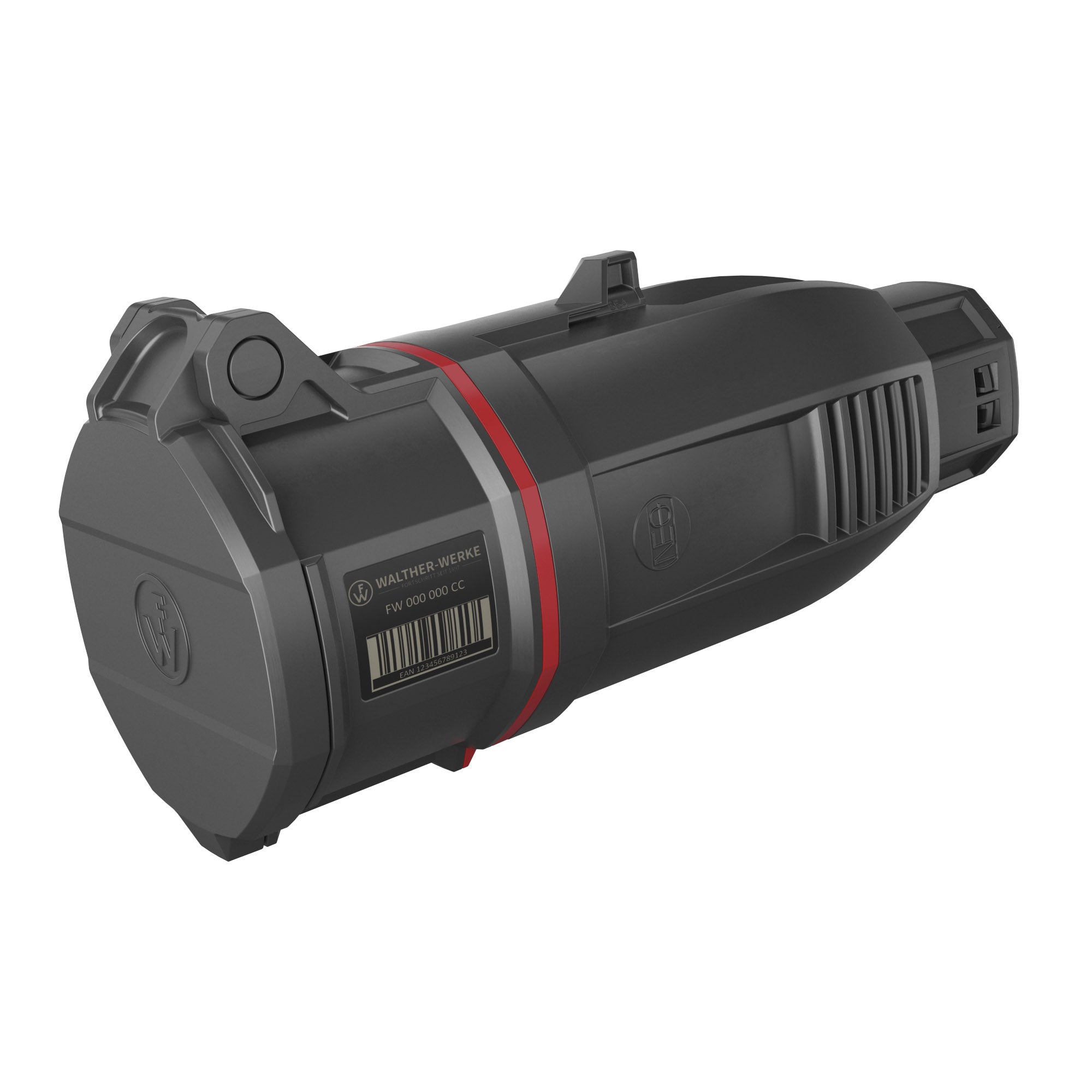 WALTHER FW330406CC CEE Spojka NEO One-Touch, 32A 4P 400V 6h, IP54, s bezšroubovým pružinovým připojením, automatické odlehčení v tahu, černá/červená