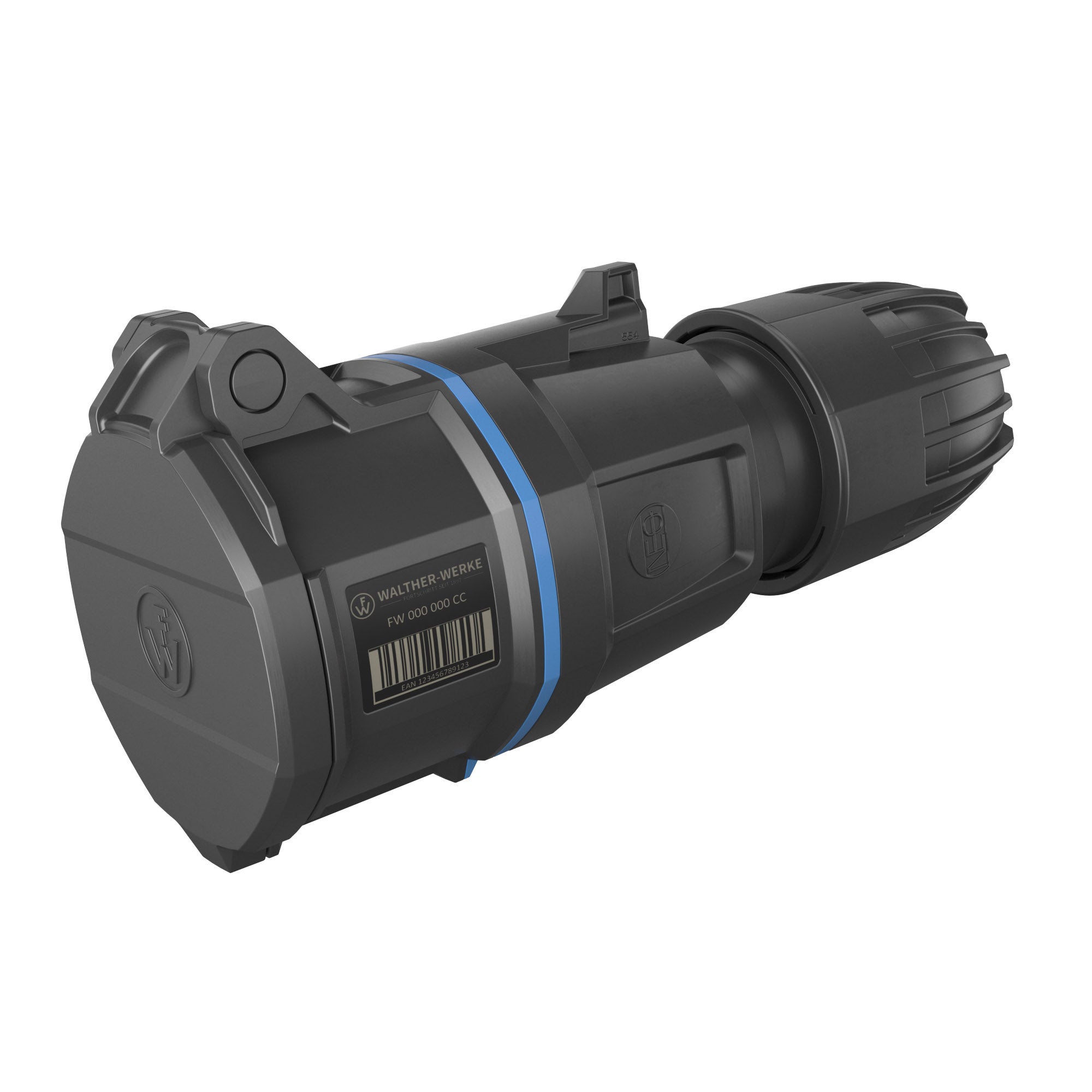 WALTHER FW331306SK CEE Spojka NEO Classic, 32A 3P 230V 6h, IP54, se šroubovým připojením, černá/modrá