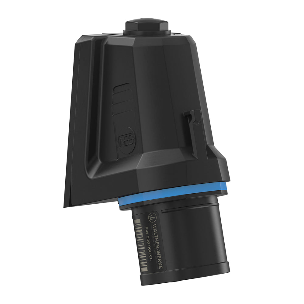WALTHER FW710306SK CEE Nástěnná přívodka šikmá NEO, 16A 3P 230V 6h, IP54, se šroubovým připojením, černá/modrá