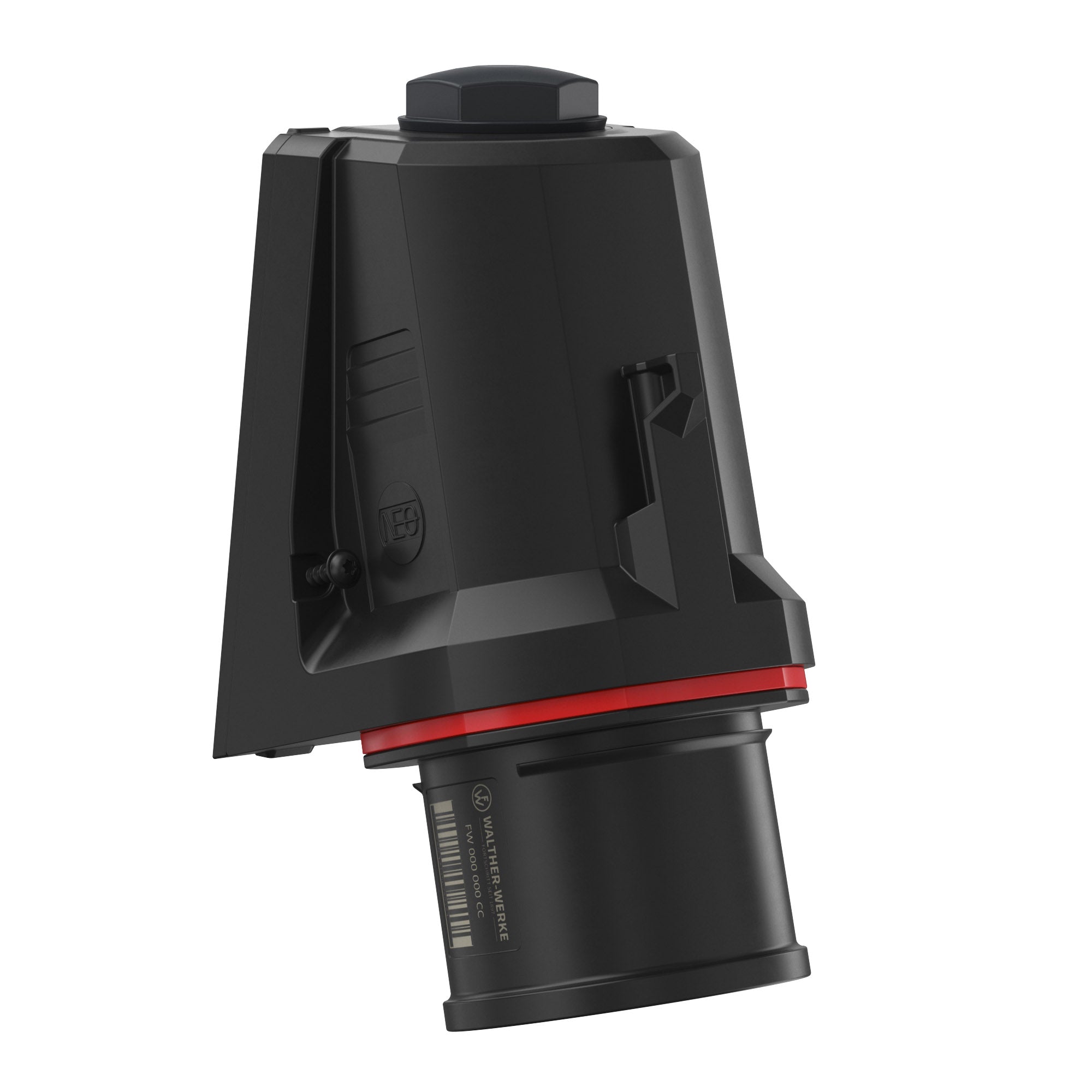 WALTHER FW730506SK CEE Nástěnná přívodka šikmá NEO, 32A 5P 400V 6h, IP54, se šroubovým připojením, černá/červená