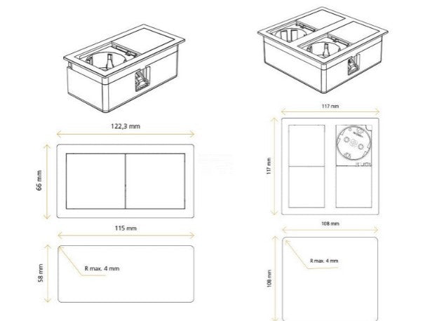 ASA 06015E00001 Vestavná zásuvková jednotka VERSAHIT DUAL 2x230 V, kartáčovaná nerez