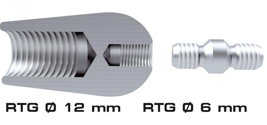 RUNPOTEC 20409 GF7.5–GF15 Vodicí hlava Ø 20 mm, závit RTG Ø 12 mm + adaptér RTG Ø 6 mm