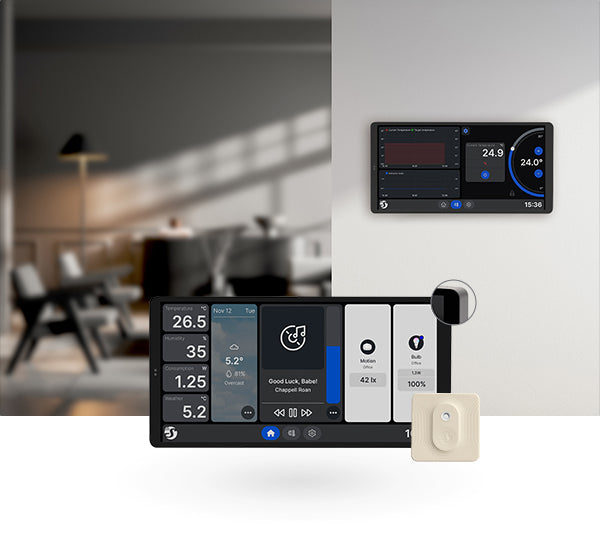 Shelly Wall Display X2 Silver + Blu H&T Ivory – Nástěnný dotykový displej s Wi-Fi a Bluetooth