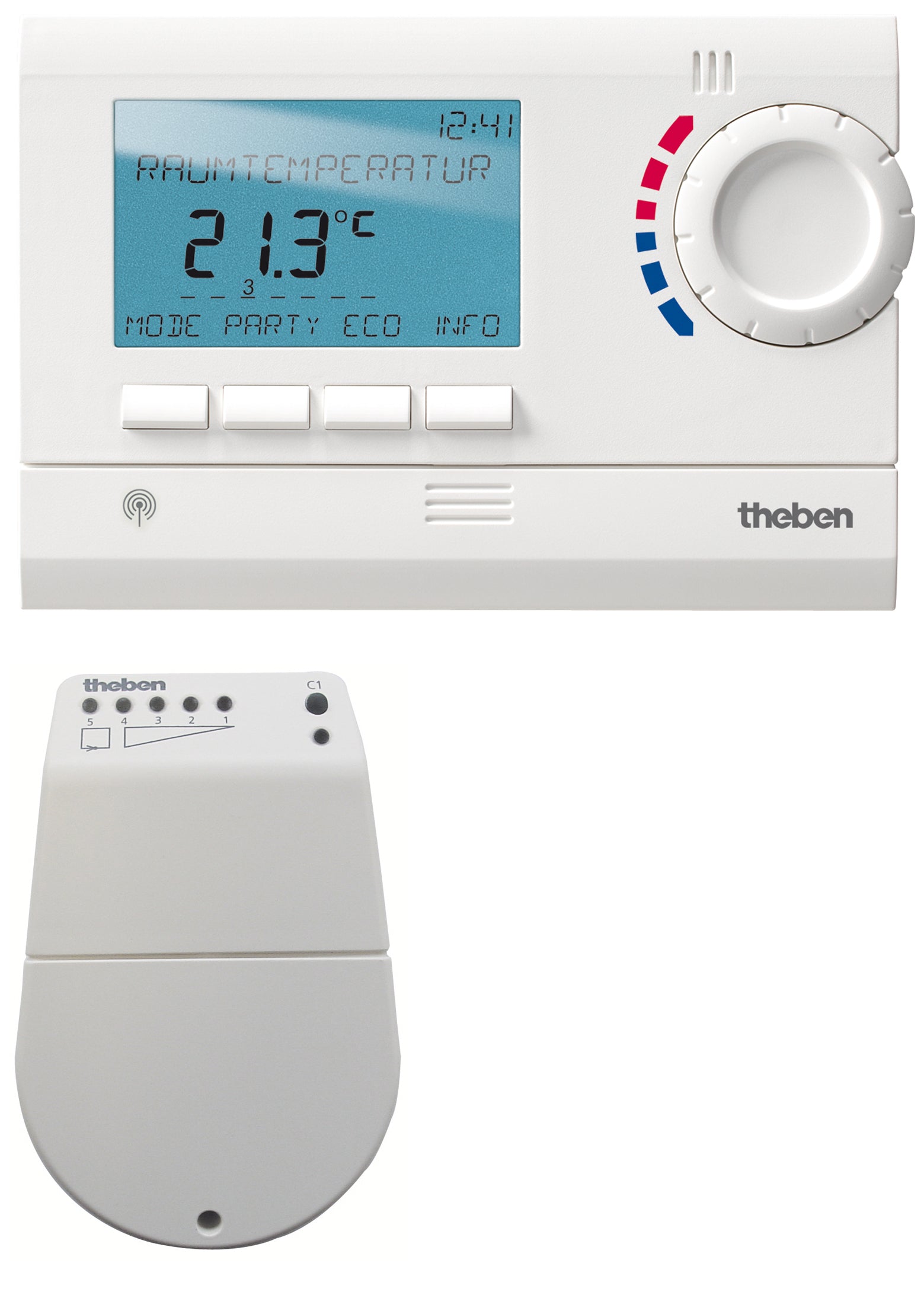 THEBEN Uhrenthermostat mit Funksteuerung, 7 Tage, Empfänger für Wandbefestigung