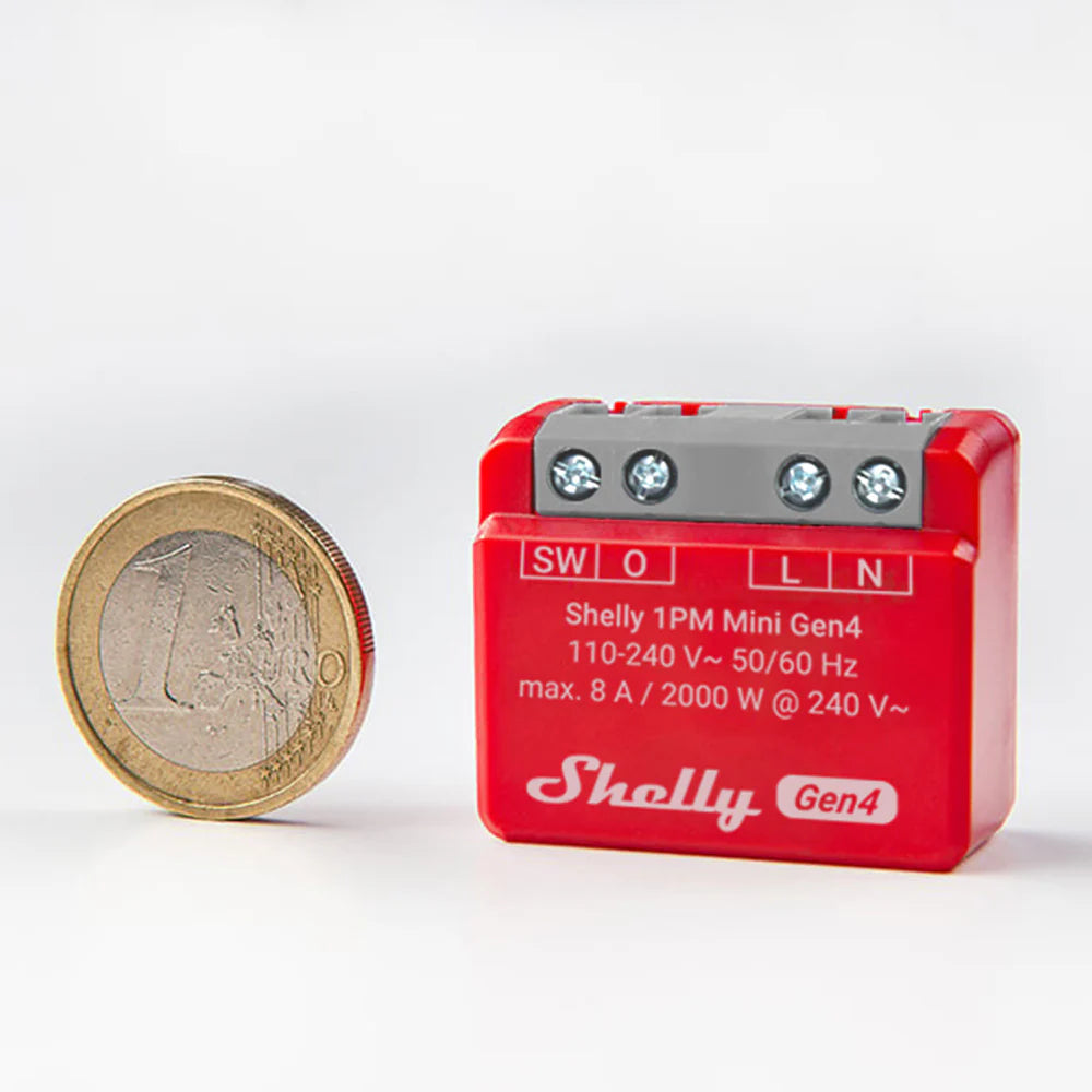 Shelly 1PM Mini Gen4 spínací modul s měřením spotřeby