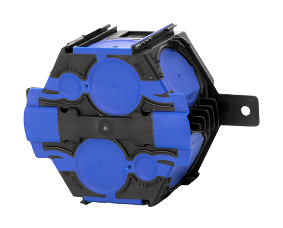 F-TRONIC 7320100 UI10F Přístrojová krabice pod omítku pro instalaci pomocí pěny, Ø 82 mm, hloubka 48 mm, černá/modrá