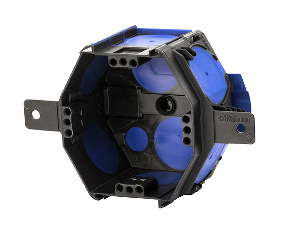 F-TRONIC 7320100 UI10F Přístrojová krabice pod omítku pro instalaci pomocí pěny, Ø 82 mm, hloubka 48 mm, černá/modrá