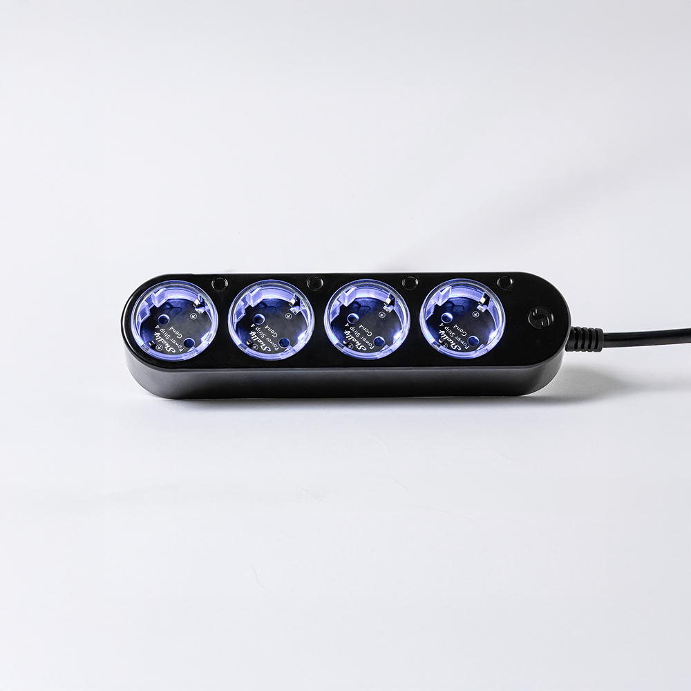 Shelly Power Strip 4 Gen4 Black – Chytrá prodlužovací lišta s Wi-Fi, Bluetooth a měřením spotřeby