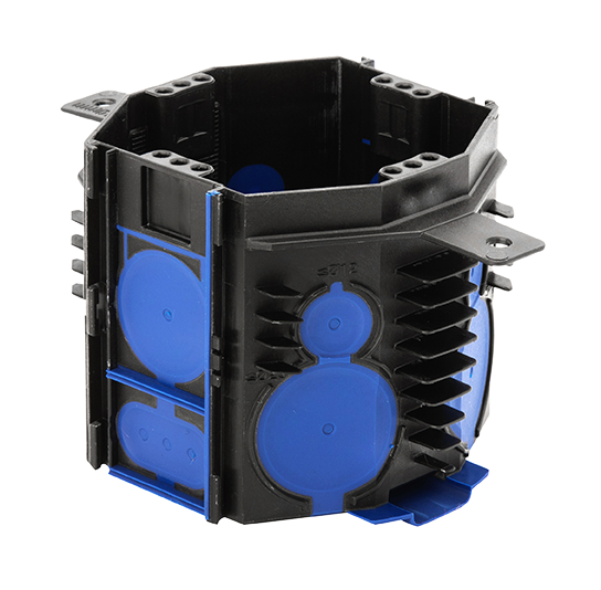 F-TRONIC 7320101 UI10T Přístrojová krabice pod omítku pro instalaci pomocí pěny, Ø 82 mm, hloubka 69 mm, černá/modrá