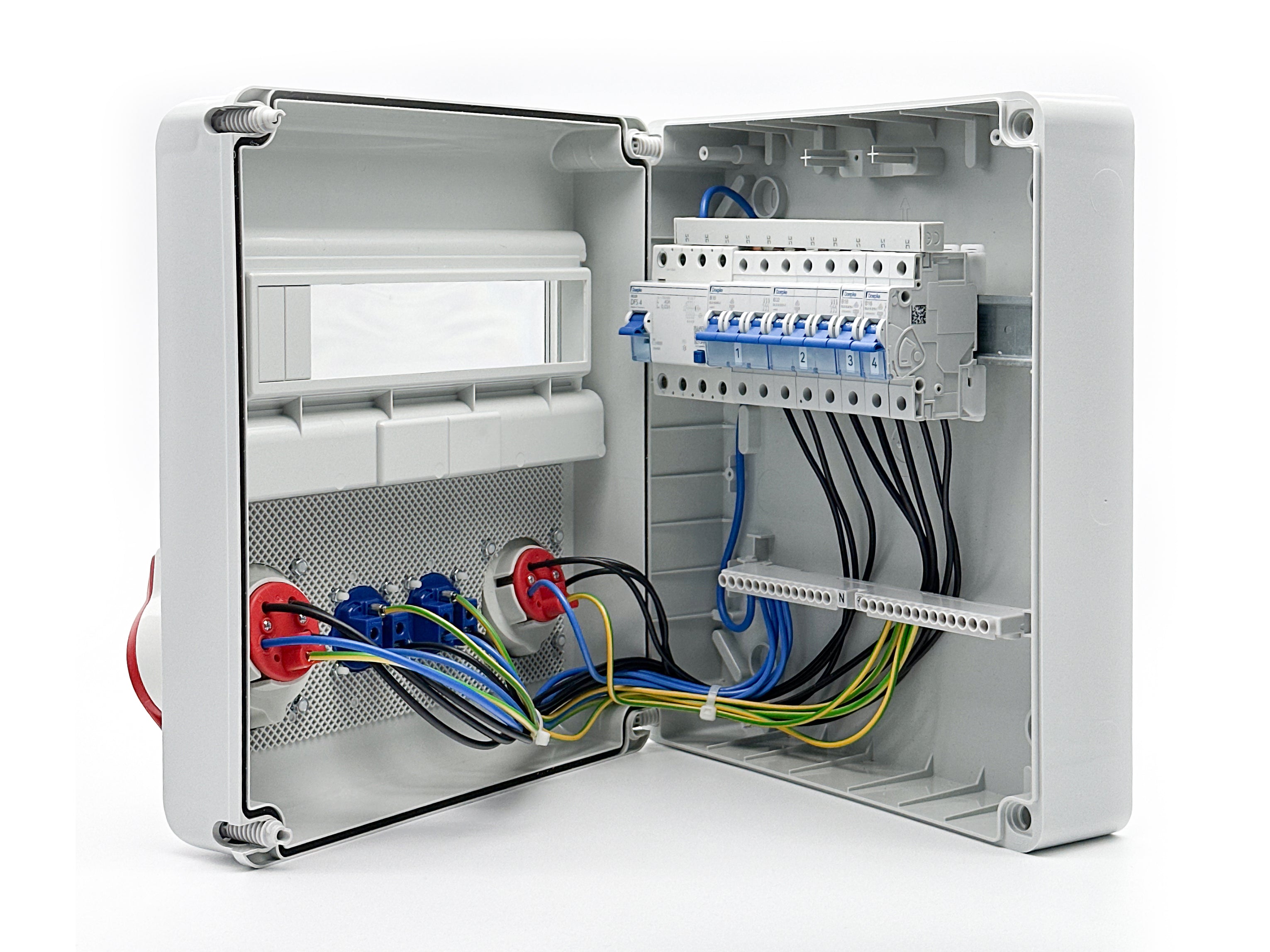 ELSYBOX P693F01120F Zásuvková skříň 2x CEE (16/32 A), 2x 230 V, jištěná, s chráničem