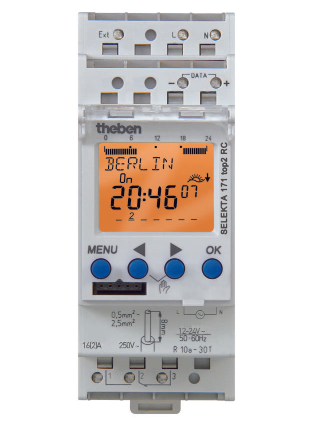THEBEN Reiheneinbau-Zeitschaltuhr, astronomisch, 24V, 2 TE