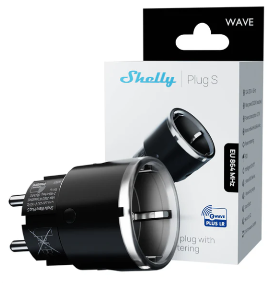 Shelly Wave Plug S Black LR – Chytrá zásuvka