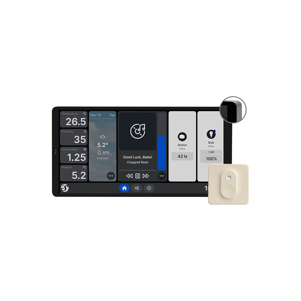 Shelly Wall Display X2 Silver + Blu H&T Ivory – Nástěnný dotykový displej s Wi-Fi a Bluetooth