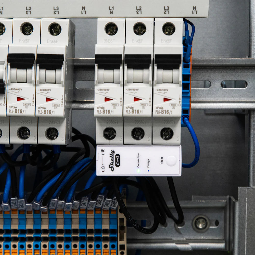Shelly 3EM-63T Gen3 – Třífázový elektroměr s připojením na pracovní (nulový) vodič