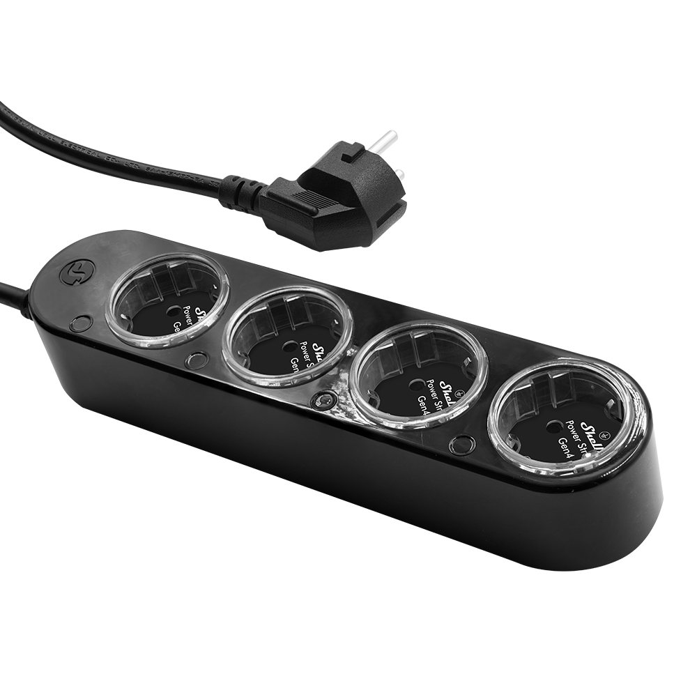 Shelly Power Strip 4 Gen4 Black – Chytrá prodlužovací lišta s Wi-Fi, Bluetooth a měřením spotřeby