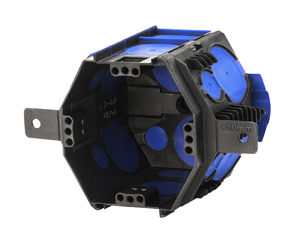 F-TRONIC 7320101 UI10T Přístrojová krabice pod omítku pro instalaci pomocí pěny, Ø 82 mm, hloubka 69 mm, černá/modrá
