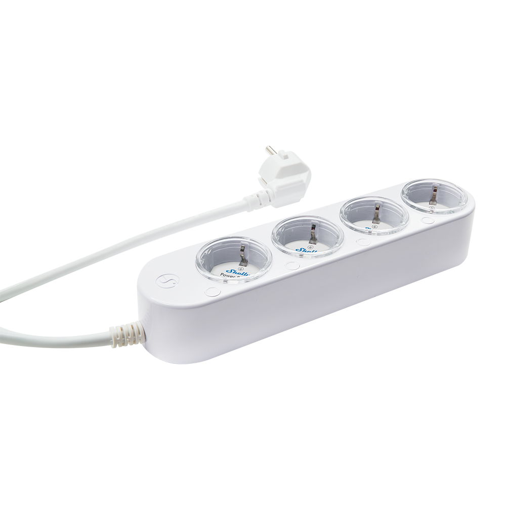Shelly Power Strip 4 Gen4 White – Chytrá prodlužovací lišta s Wi-Fi, Bluetooth a měřením spotřeby