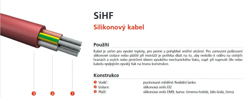 EST Silikonový kabel SiHF 5 G 1,  červeno-hnědý