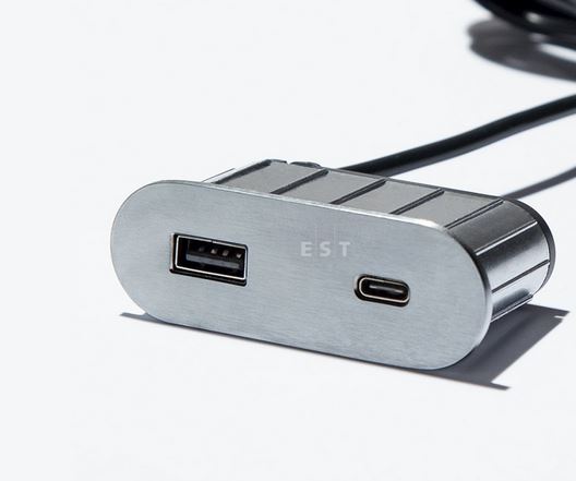 ASA Nabíjecí HUB vestavný VERSAPICK, 1x USB (A+C), ovál, kov, matná černá, 06029Z00061