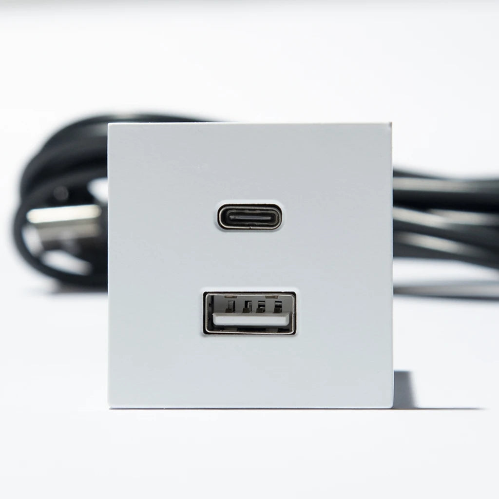 ASA 06029Z00044 Nabíjecí HUB vestavný VERSAPICK, 1xUSB 5V (typ A+C), 42x42mm, čtvercový, kov, bílá RAL9003