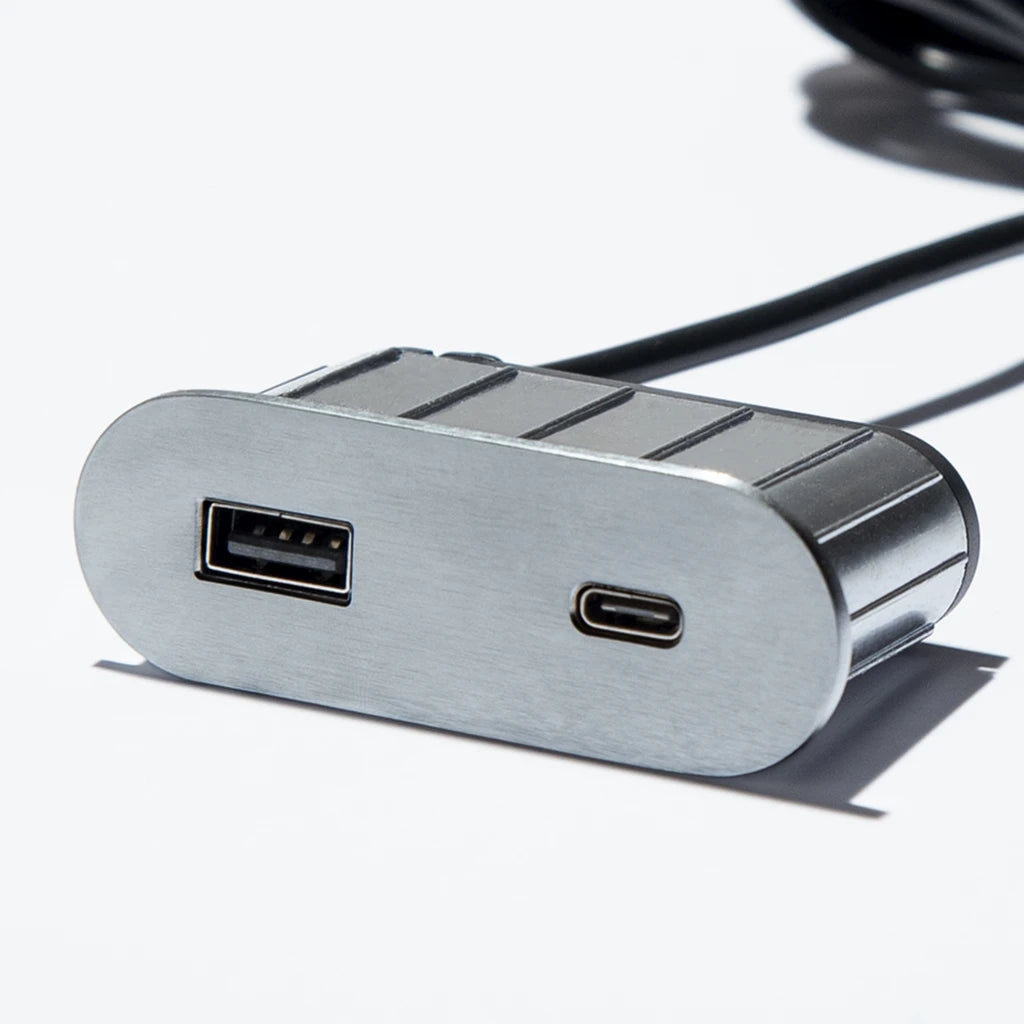 ASA 06029Z00057 Nabíjecí HUB vestavný VERSAPICK, 1xUSB 5V (typ A+C), 70x25mm, oválný, kov, nerez