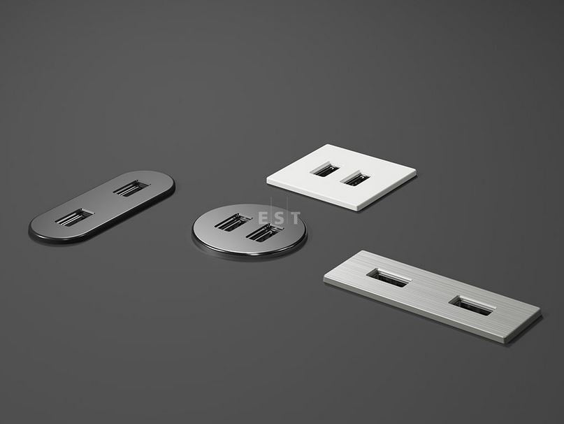 ASA 06029P00007 Nabíjecí HUB vestavný VERSAPICK, 2xUSB 5V (typ A), 70x25mm, obdélníkový, plast, bílá matná