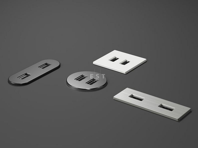 ASA Nabíjecí HUB vestavný VERSAPICK, 2x USB, ovál, stříbrná barva, 06029P00011